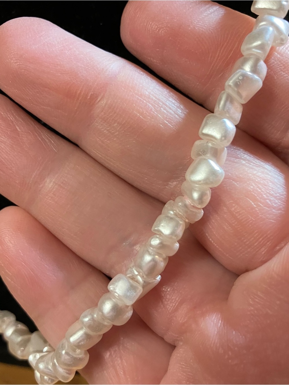 Vintage Mother of Pearl Nugget Bead Necklace 34”